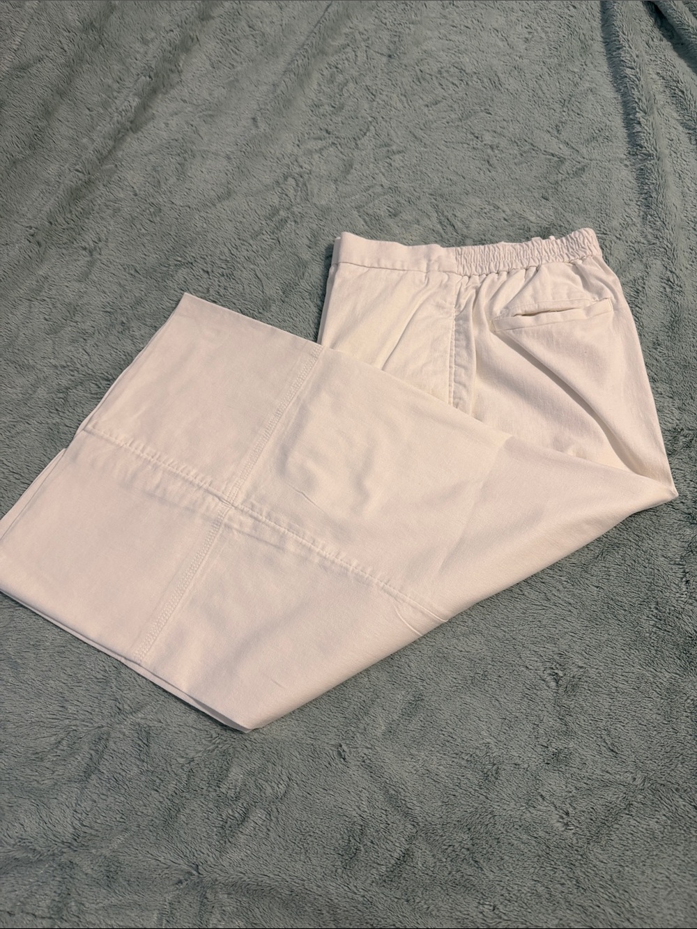 Banana Republic Capri Wide-Leg Linen Blend Pants in White
